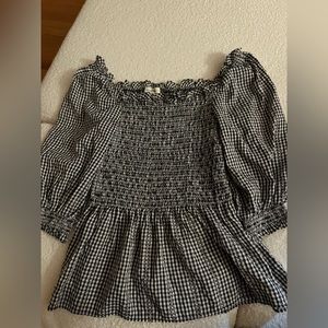 Max Studio Off the Shoulder Checkered Print top